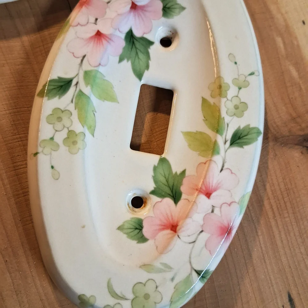 👒​VTG Ceramic Pink Dogwood Floral Wall Plate Set | Oversized Oval🌈